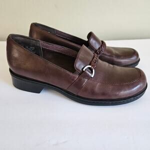Vintage Y2K Clarks Leather Loafers, Size 8 Brown Academia Preppy Normcore